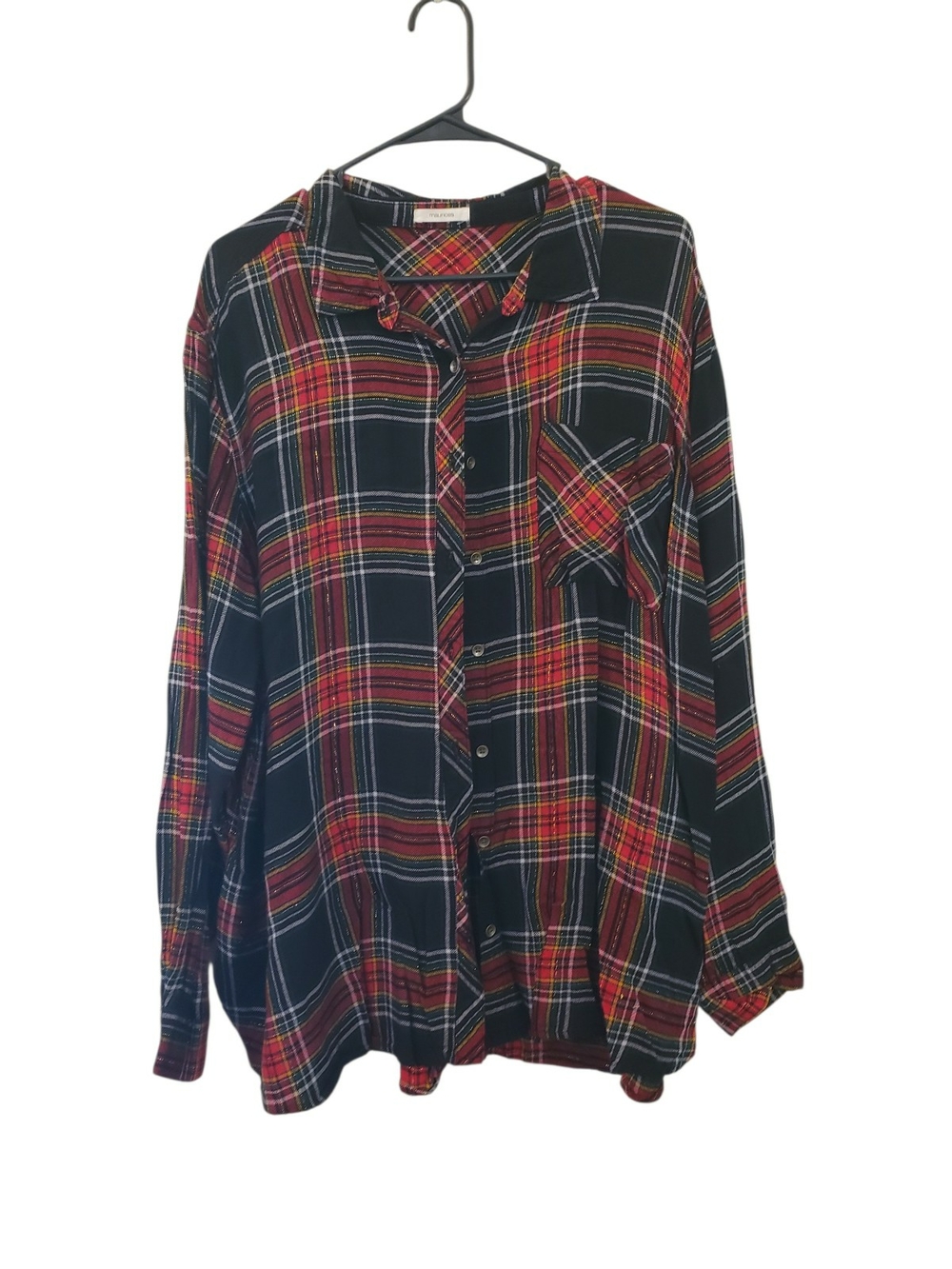 Maurices Black Red Plaid Button-Down Shirt